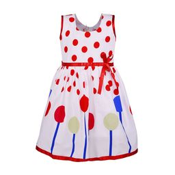 Wish Karo Girls White & Red Printed Fit and Flare Dress-image-58
