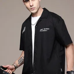The Roadster Life Co. Relaxed Fit Graphic Embroidered Detail Pure Cotton Casual Shirt-picture-38