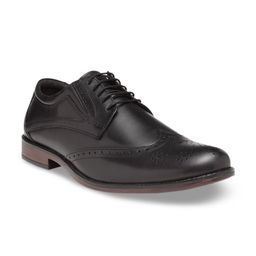 NOBLE CURVE Black Leather Brogue Shoes-image-31