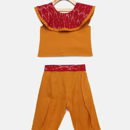 Tutus By Tutu Girls Mustard Yellow & Red Solid Top with Pyjamas-image-51