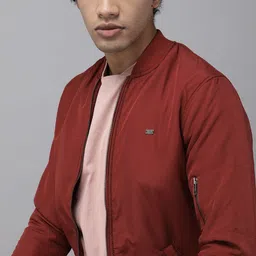 Roadster Men Maroon Bomber Jacket-image-4