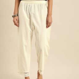 Varanga Women Off-White Regular Fit Solid Regular Trousers-image-17