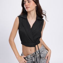 glitchez Zesty Vest Lapel Collar Wrap Top-image-46