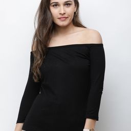 Cation Women Black Solid Bardot Top-image-67