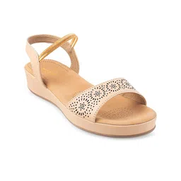 Mochi Beige Laser Cuts Wedge Sandals-22