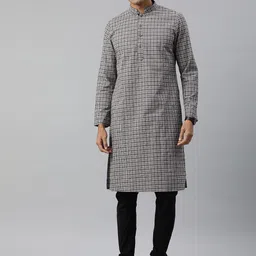 Manthan Men Checked Kurta-image-71