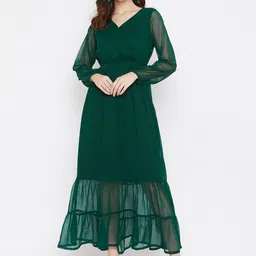 Color Cocktail Women Green Solid Maxi Dress-image-39