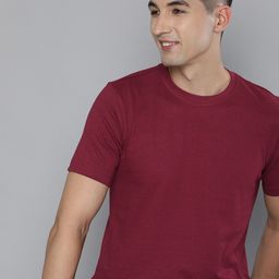 HERE&NOW Men Burgundy Cotton Sustainable T-shirt-image-59