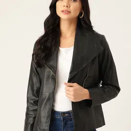 Leather Retail Women Black Lightweight Biker Jacket-picture-45