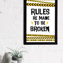 eCraftIndia White & Black Rules Re Meant To Be Broken Printed Textured UV Wall Art-image-58
