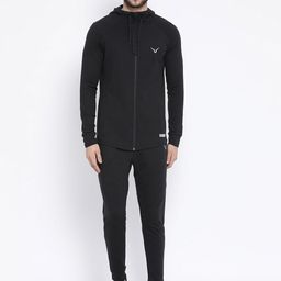 Invincible Men Black Solid Hooded Tracksuit-image-99