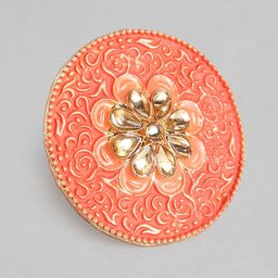 Kord Store Coral Red Meenakari Adjustable Finger Ring-15