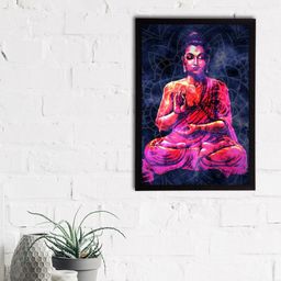 eCraftIndia Pink & Blue Meditating Lord Buddha Satin Matt Textured UV Wall Painting-image-71