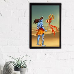 eCraftIndia Blue & Brown Lord Shiva Satin Matt Texture UV Wall Art-image-62