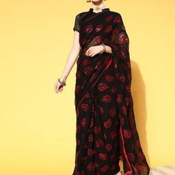 Mitera Floral Pure Georgette Saree with Solid border-image-42