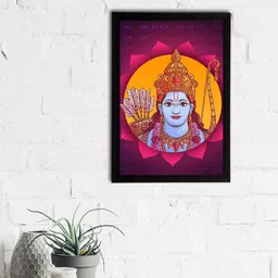 eCraftIndia Pink & Yellow Lord Ram Satin Matt Texture Framed UV Art Painting-image-75