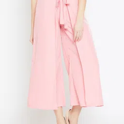 Bitterlime Women Pink Loose Fit Solid Culottes-image-58