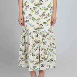 DODO & MOA Women Off-White and Green Printed Maxi Skirt-3