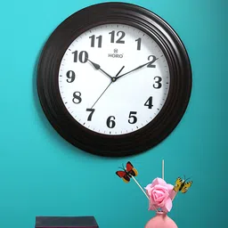 Horo White Handcrafted Round Solid Analogue Wall Clock-57
