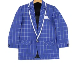 Jeetethnics Boys Blue & White Checked Single Breasted Blazer-picture-47
