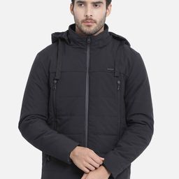 t-base Men Black Solid Lightweight Quilted Jacket-image-14