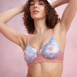 DressBerry Floral Print Lightly Padded Lace T-shirt Bra-image-44
