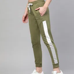 M7 by Metronaut Women Olive Green Slim Fit Side Taping Joggers-image-68
