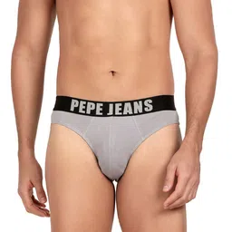 Pepe Jeans Men Grey Solid Cotton Basic Brief-picture-22