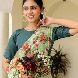 DIVASTRI Floral Pure Georgette Ready to Wear Saree-picture-6
