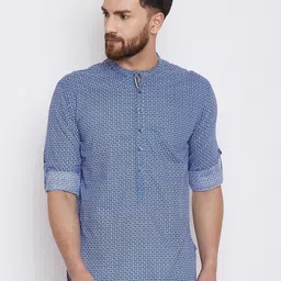 even Men Blue Printed Straight Kurta-picture-18