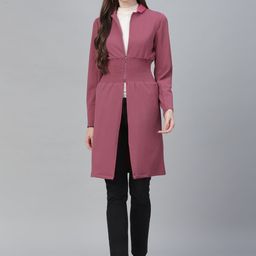 Athena Women Mauve Self Design Lapel Shrug-12