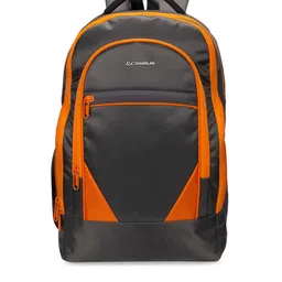 COSMUS Unisex Charcoal Grey & Orange Colourblocked Backpack-image-10