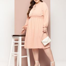 Sztori Plus-Size Tie-Up Neck A-Line Midi Dress-picture-34