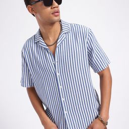 glitchez Striped Sync Textured Relaxed Fit Shirt-image-35