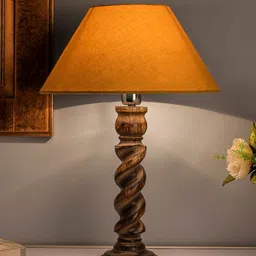 Homesake Beige Solid Handcrafted Bedside Standard Table Lamp with Shade-4