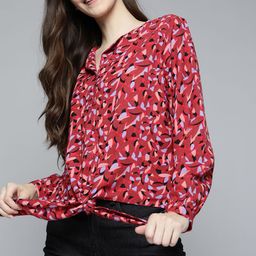 Mast & Harbour Red & Black Print Shirt Style Top-image-65