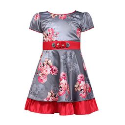 Wish Karo Girls Red Printed Fit and Flare Dress-image-102