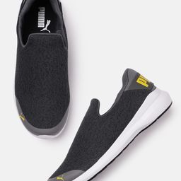 Puma Men Charcoal Grey Stride Evo v1 Slip-On Sneakers-6