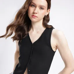 glitchez Classic Chic Sleeveless Ribbed Vest Style Crop Top-image-38