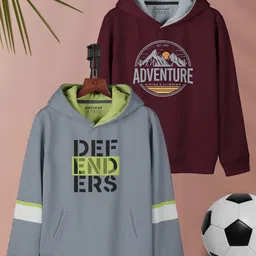 HELLCAT Girls Pack Of 2 Typography Printed Cotton Hooded Pullover Sweatshirts-image-59