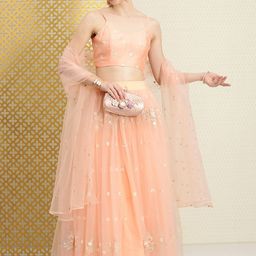 House of Pataudi Net Sequinned Ready To Wear Jashn Lehenga & Choli With Dupatta-27