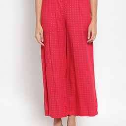 Indibelle Women Red Checked Straight Palazzos-image-46
