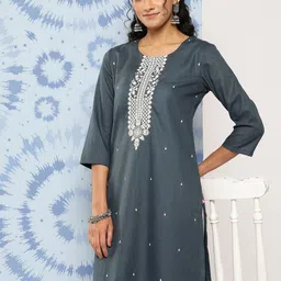 Varanga Women Embroidered Thread Work Floral Kurta-image-75