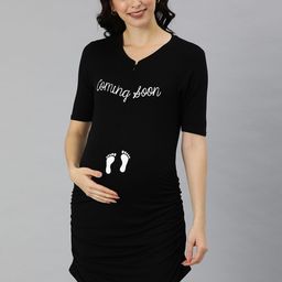 Blush 9 Maternity Women's Black & White Printed Maternity Tunic-picture-8