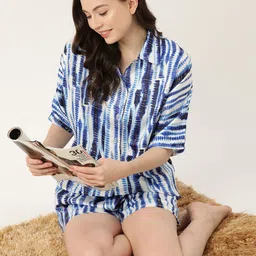 ETC Women Tie & Dye Satin Printed Night suit-image-57