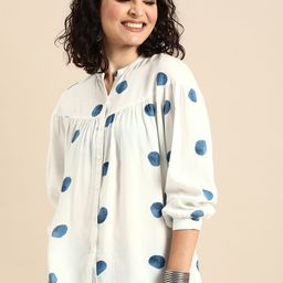 Varanga Women White & Blue Printed Tunic-image-92