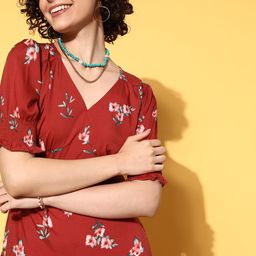 plusS Women Rust Floral Vacay Attire-picture-31