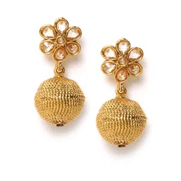 JEWELS GEHNA Gold-Plated Stone-Studded Spherical Drop Earrings-13