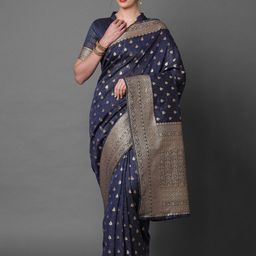KALINI Ethnic Motifs woven design Zari Banarasi Saree-image-47