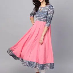 Azira Women Pink & Blue Printed Anarkali Kurta-picture-31
